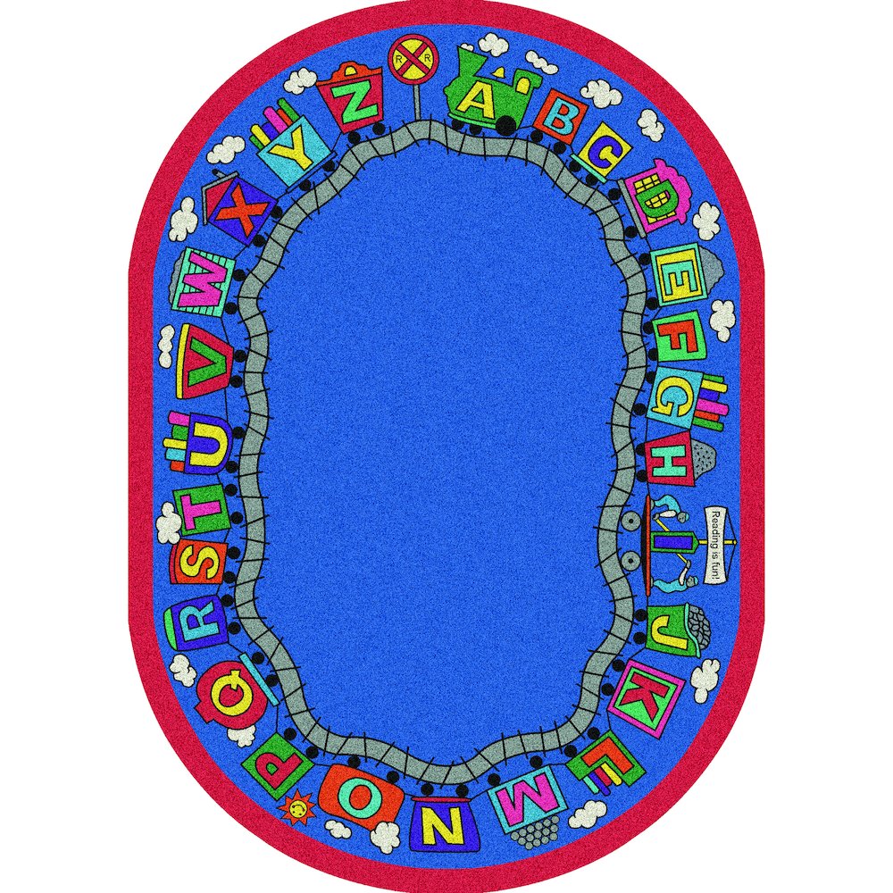 Kid Essentials Reading Train 5'4" x 7'8" Oval Area Rug in Color Multi. Picture 1