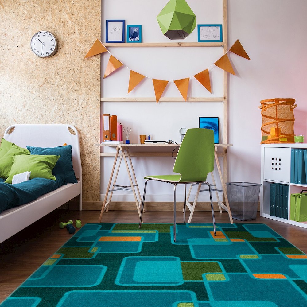 Kid Essentials Reflex 5'4" x 7'8" Area Rug in Color Citrus. Picture 2