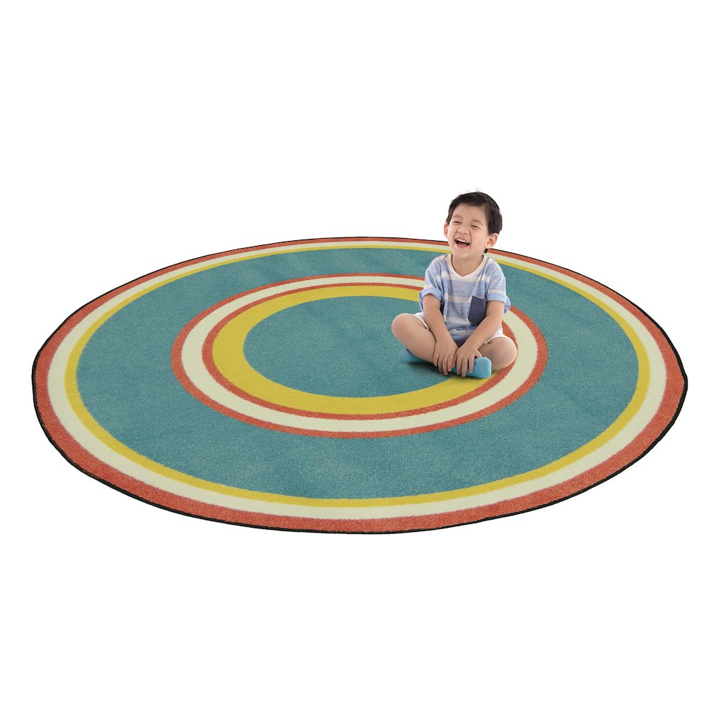 Kid Essentials Ripples 7'7" Round Area Rug in Color Beach. Picture 2