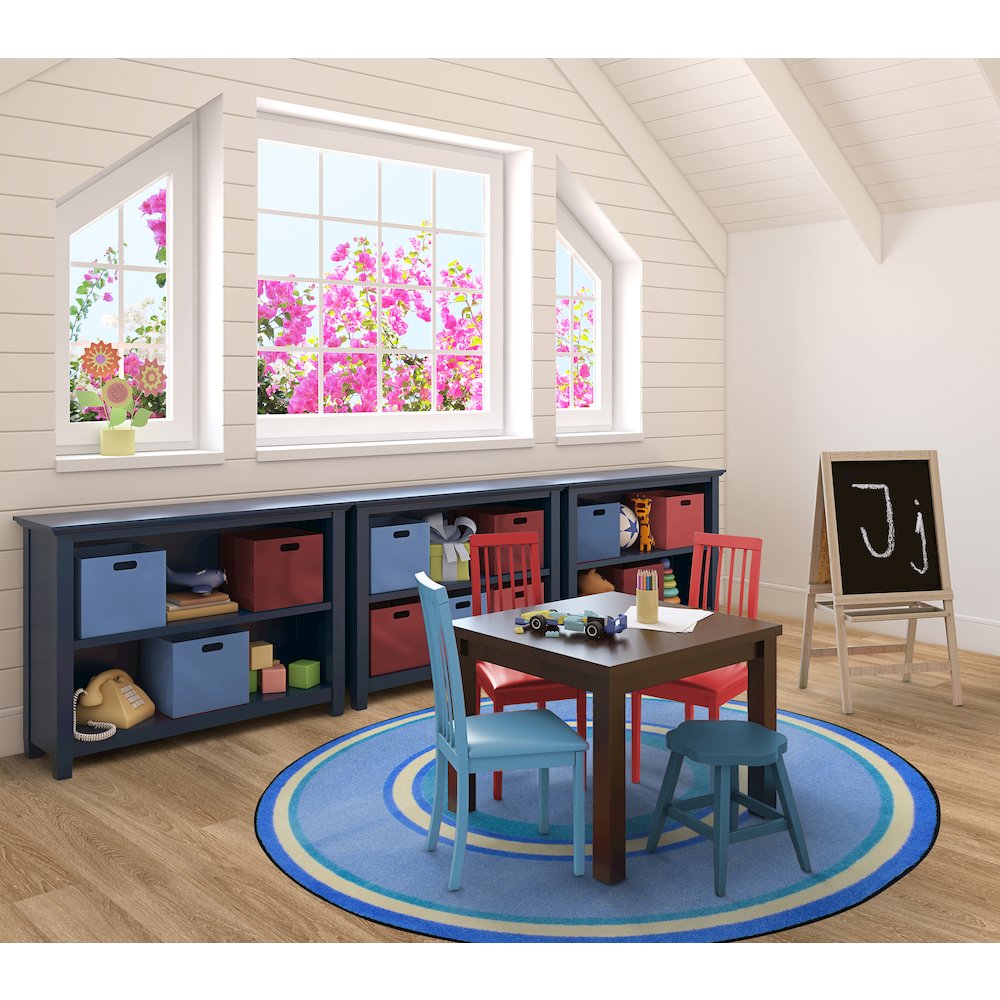 Kid Essentials Ripples 7'7" Round Area Rug in Color Boy Blue. Picture 2