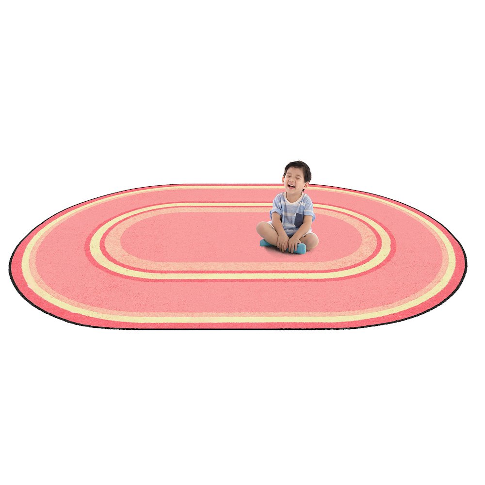Kid Essentials Ripples 3'10" x 5'4" Oval Area Rug in Color Pretty Pink. Picture 2