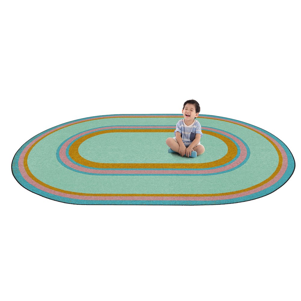 Kid Essentials Ripples 3'10" x 5'4" Oval Area Rug in Color Teal. Picture 2