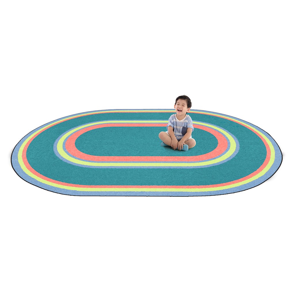Kid Essentials Ripples 3'10" x 5'4" Oval Area Rug in Color Teen. Picture 2