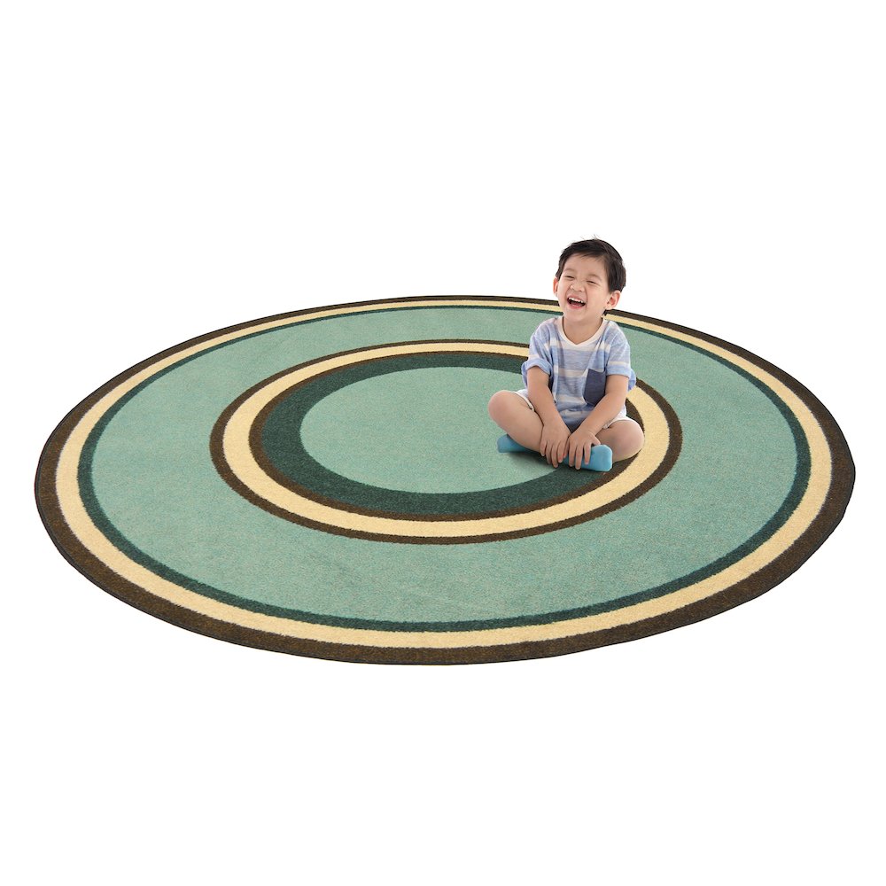 Kid Essentials Ripples 7'7" Round Area Rug in Color Woodland. Picture 2