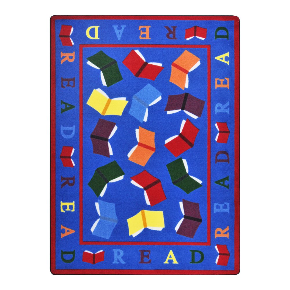 Kid Essentials Scattered Books 5'4" x 7'8" Area Rug in Color Multi. Picture 1