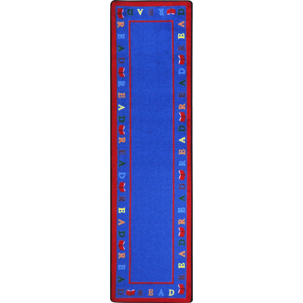 Kid Essentials Scattered Books 2'1" x 7'8" Runner Area Rug in Color Multi. Picture 1