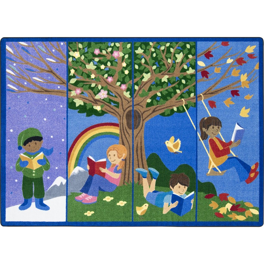Kid Essentials Seasons of Reading 5'4" x 7'8" Area Rug in Color Multi. Picture 2