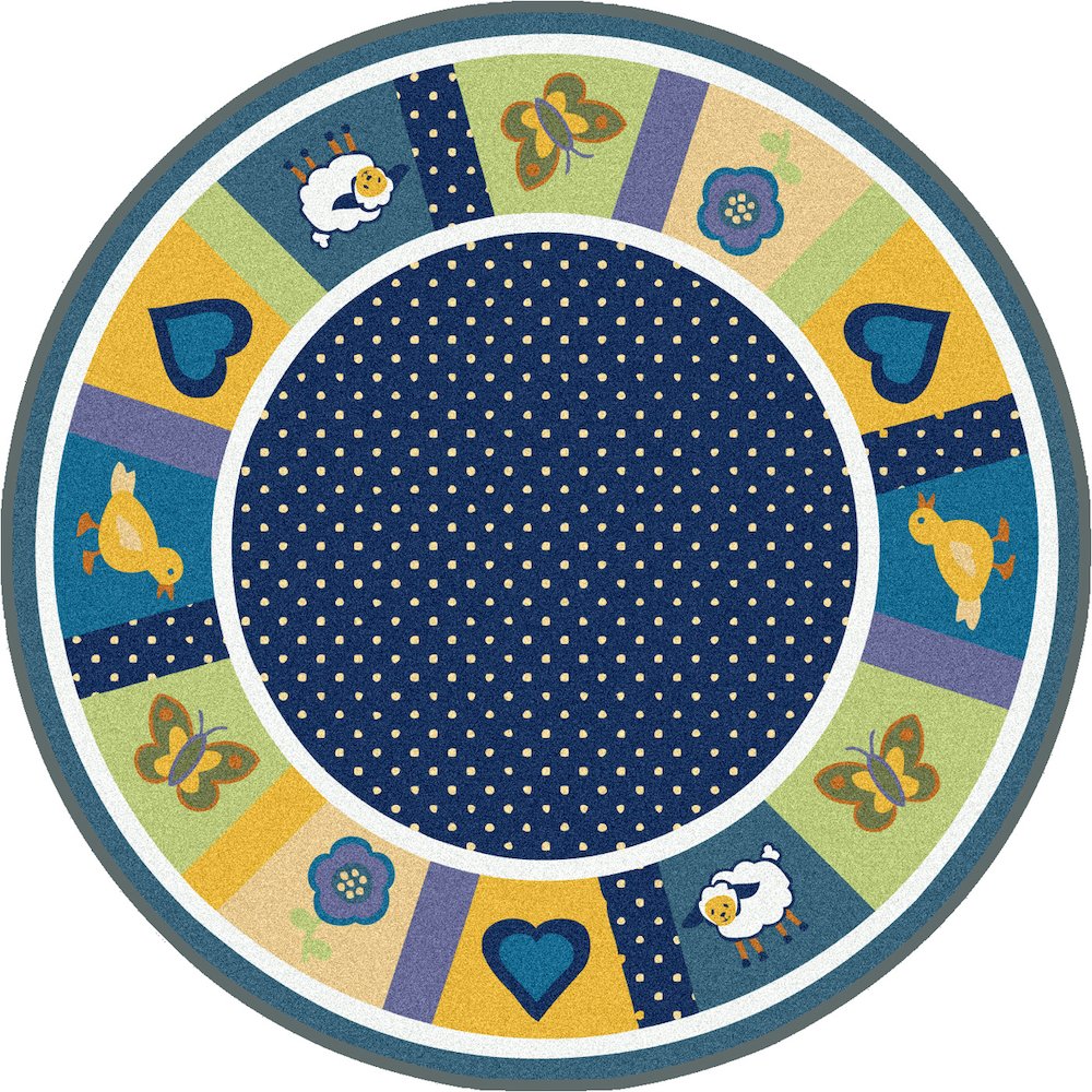 Kid Essentials Seeing Spots 7'7" Round Area Rug in Color Bold. Picture 1