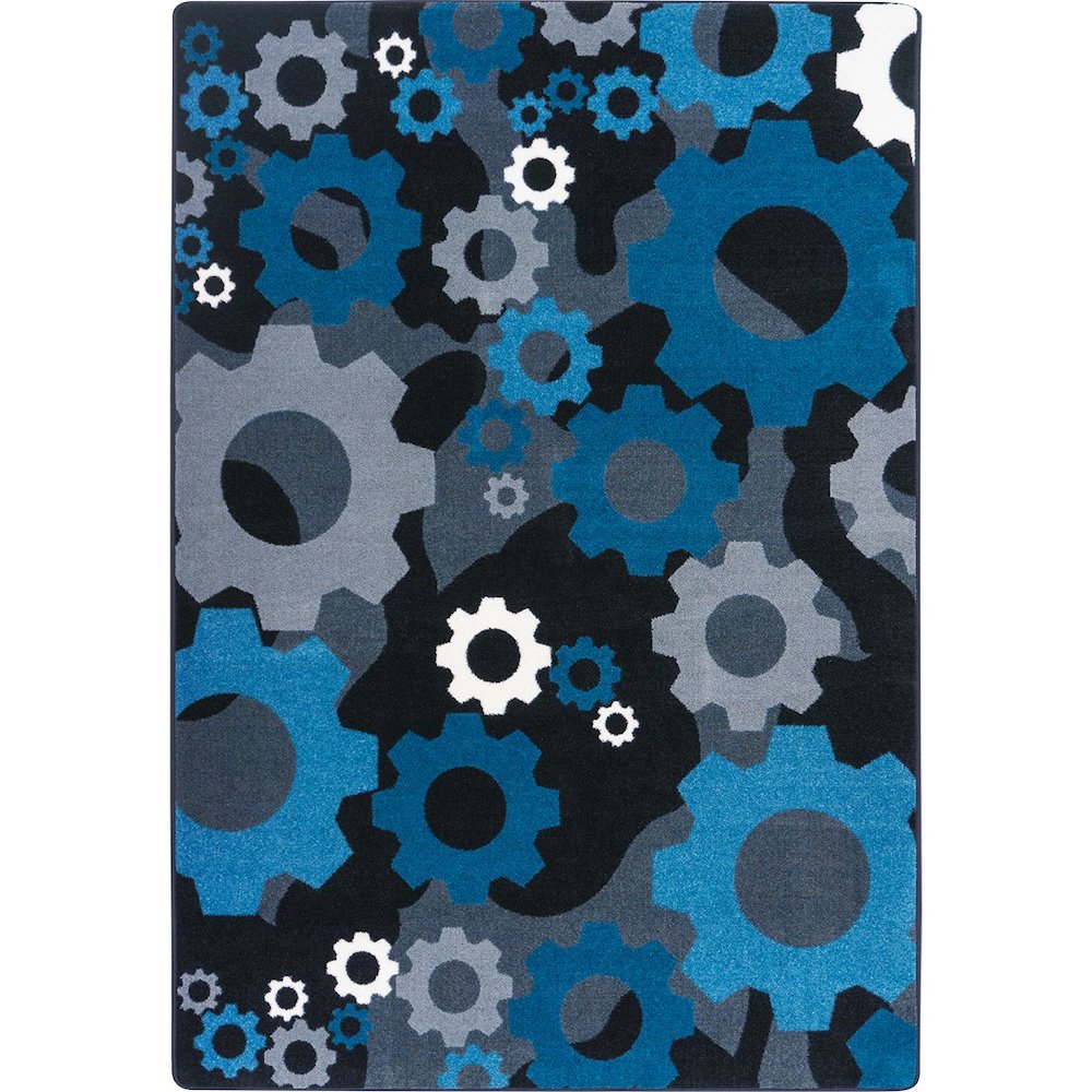 Kid Essentials Shifting Gears 3'10" x 5'4" Area Rug in Color Sapphire. Picture 1