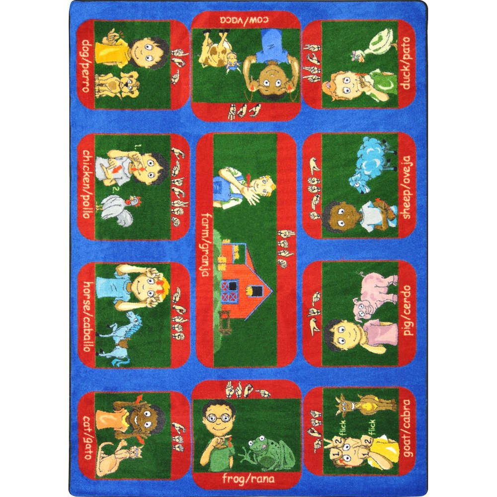 Kid Essentials Signs on the Farm 5'4" x 7'8" Area Rug in Color Multi. Picture 1