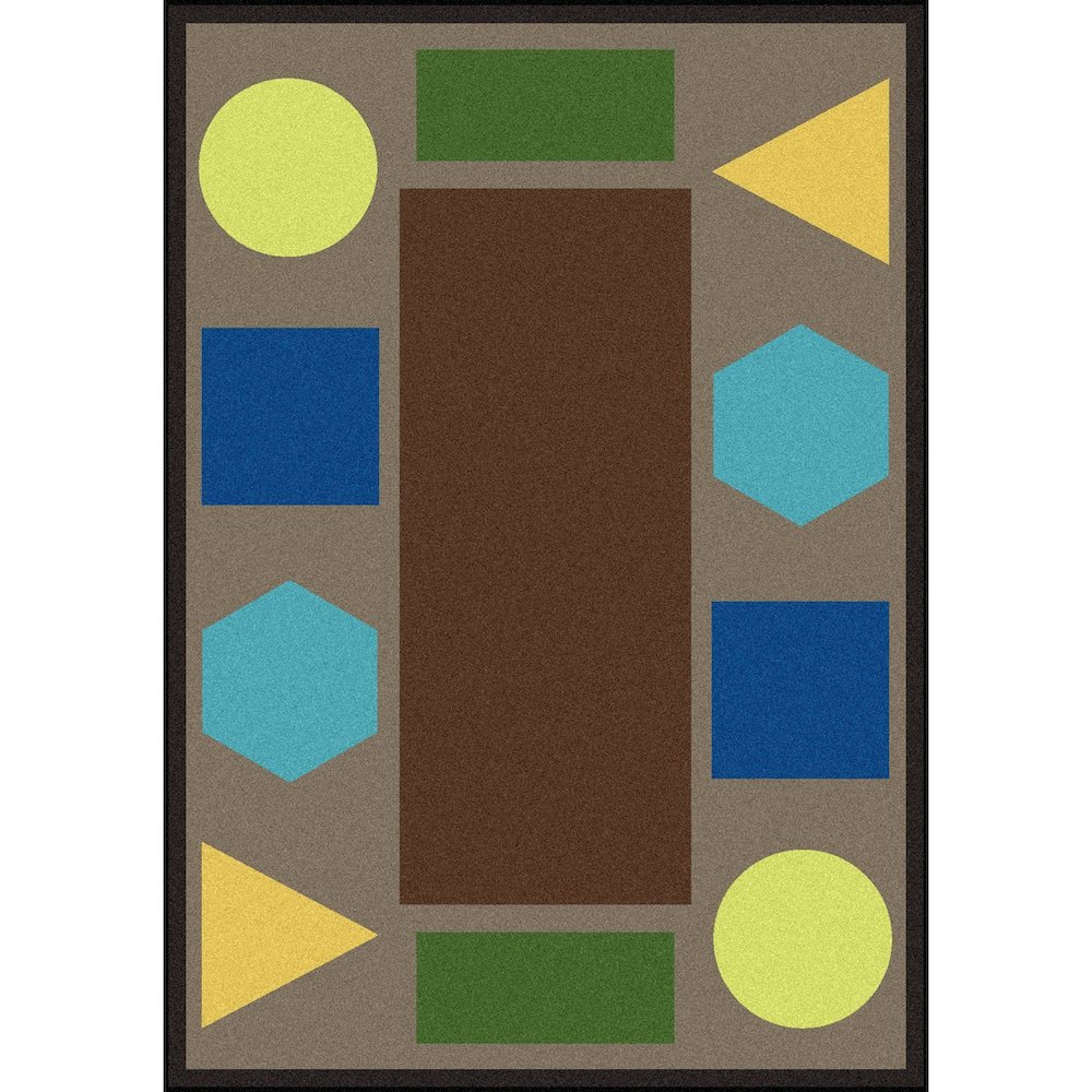 Kid Essentials Sitting Shapes 5'4" x 7'8" Area Rug in Color Earthtone. Picture 1