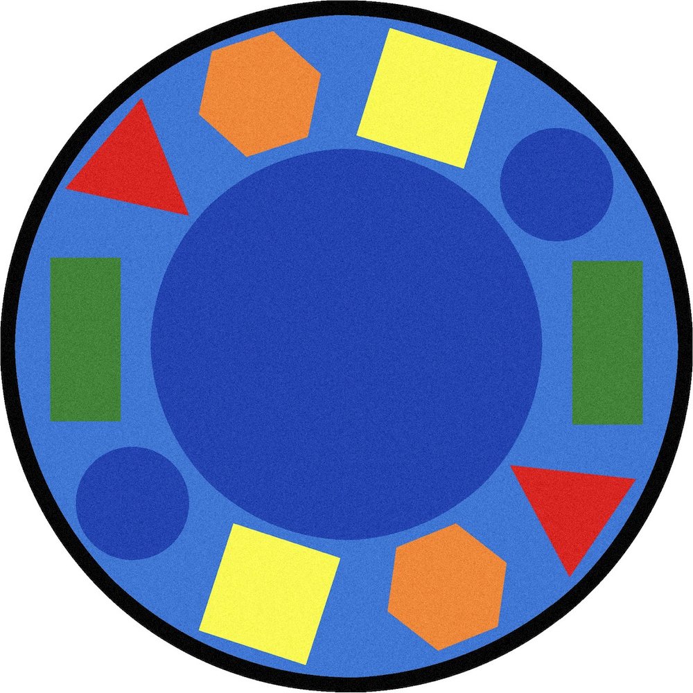 Kid Essentials Sitting Shapes 7'7" Round Area Rug in Color Multi. Picture 1
