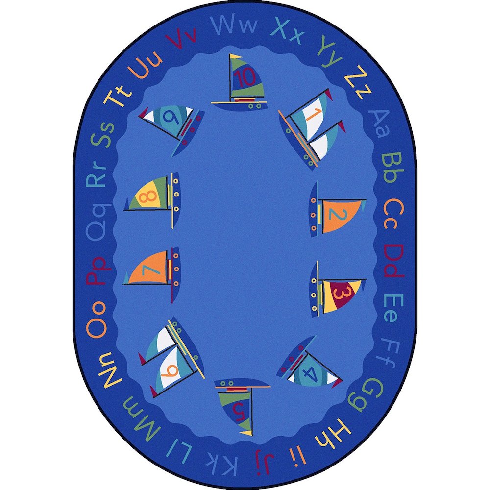 Kid Essentials Smooth Sailing 5'4" x 7'8" Oval Area Rug in Color Multi. Picture 1