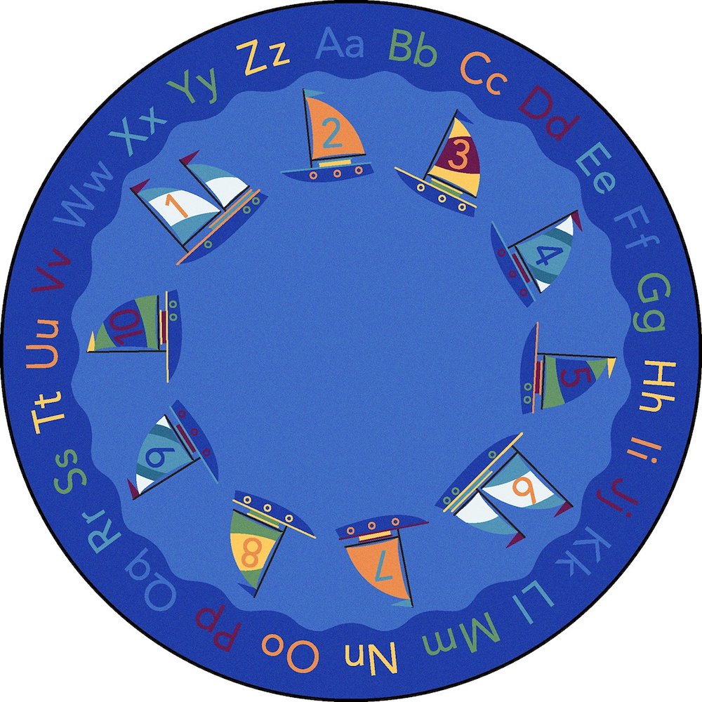 Kid Essentials Smooth Sailing 13'2" Round Area Rug in Color Multi. Picture 1
