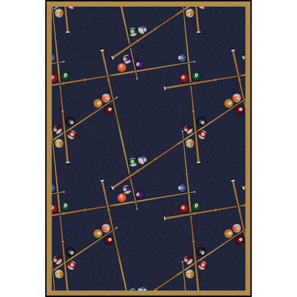 Games People Play Snookered 3'10" x 5'4" Area Rug in Color Federal Blue. Picture 1