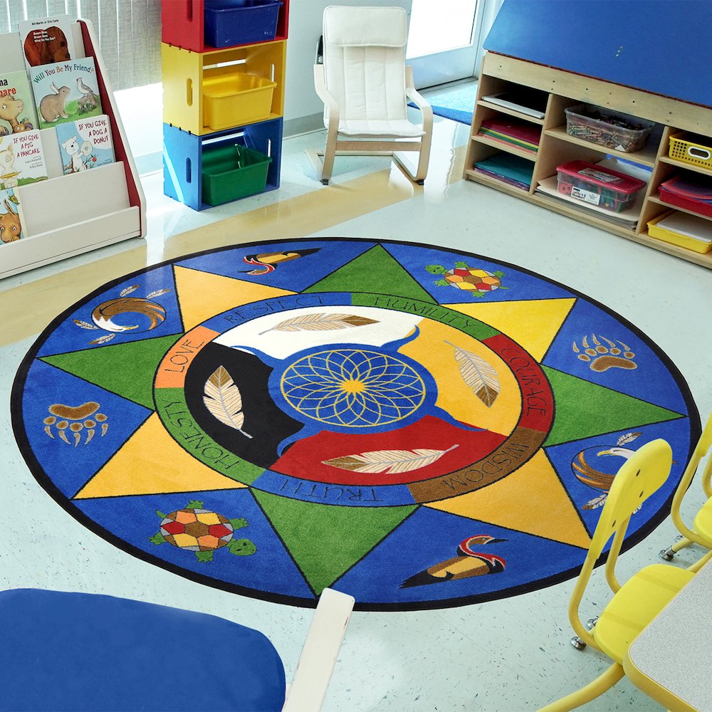 Kid Essentials Spirit of Truth 7'7" Round Area Rug in Color Multi. Picture 3