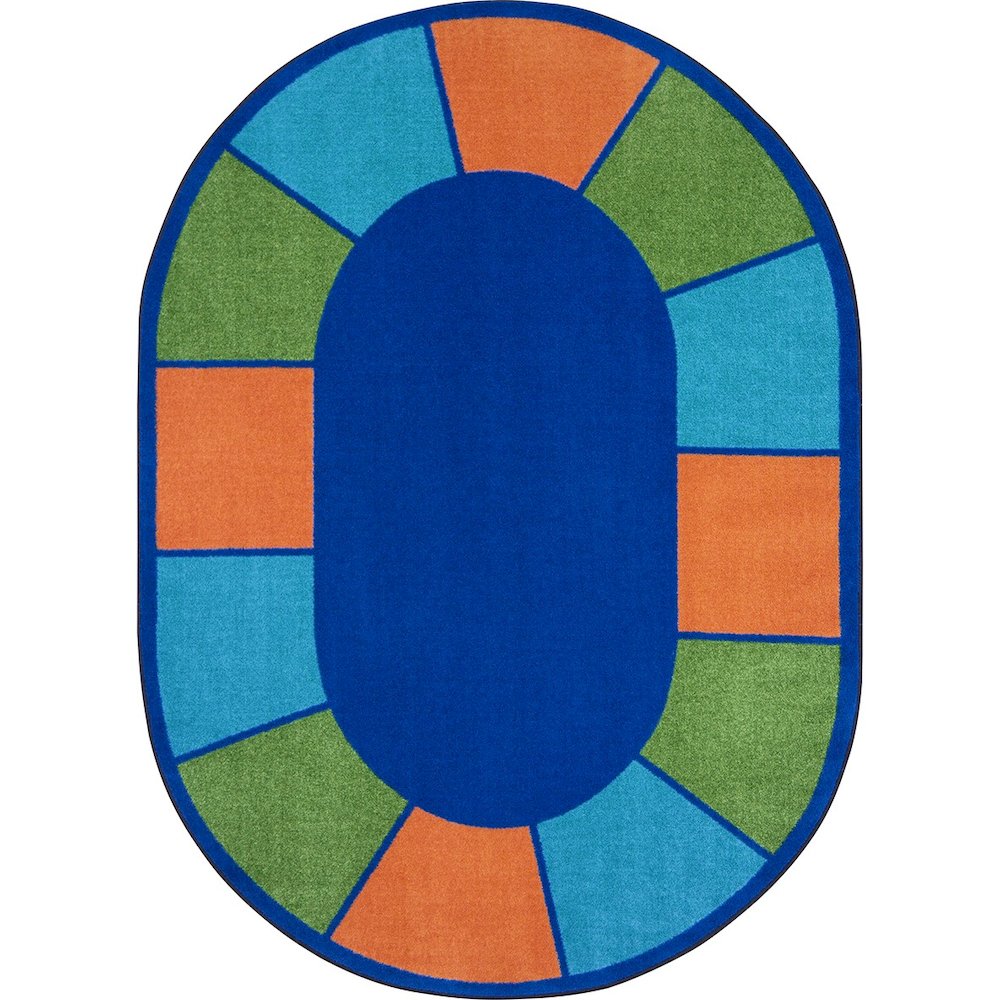 Kid Essentials Squares to Spare 5'4" x 7'8" Oval Area Rug in Color Multi. Picture 1