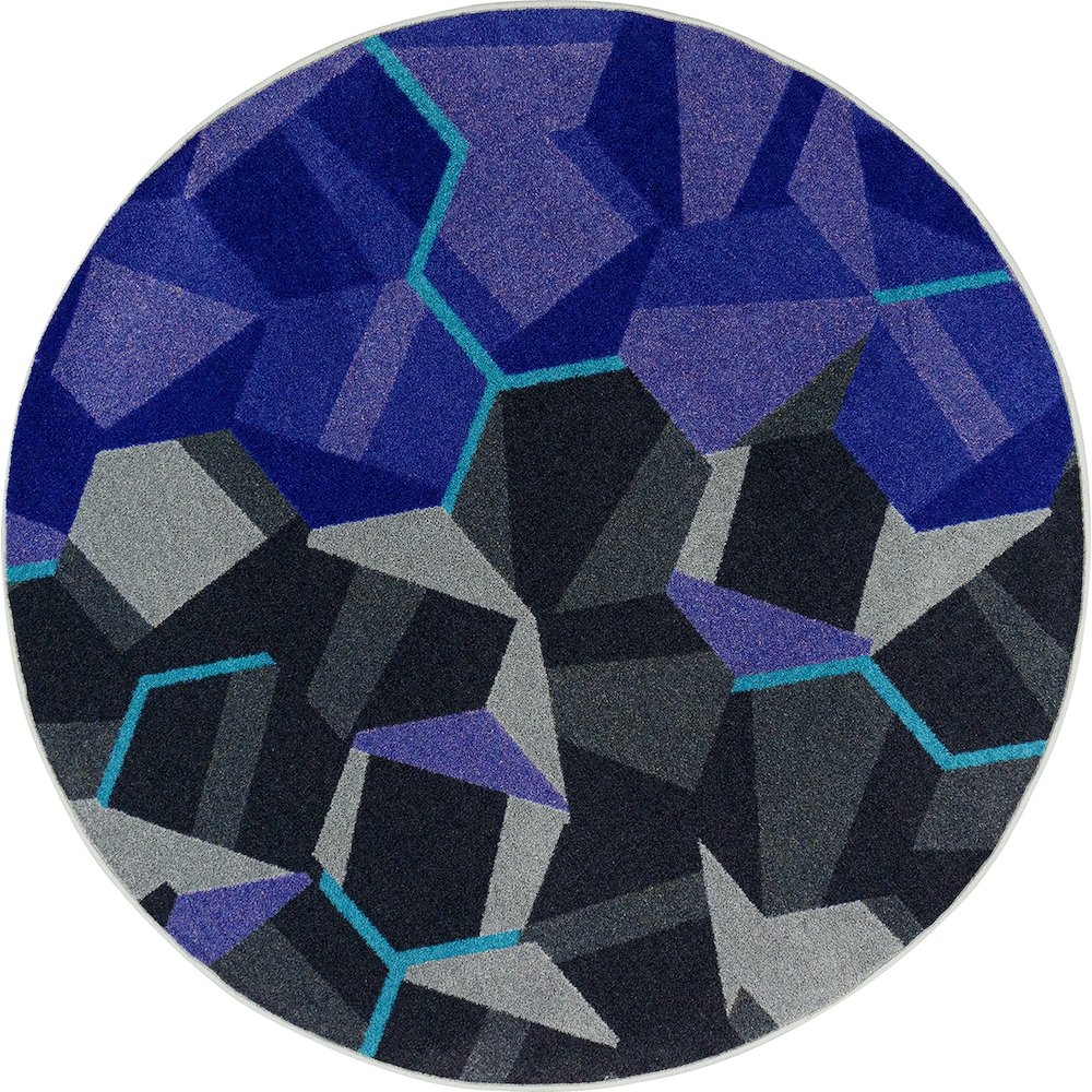 Kid Essentials Stealth 5'4" Round Area Rug in Color Violet. Picture 1