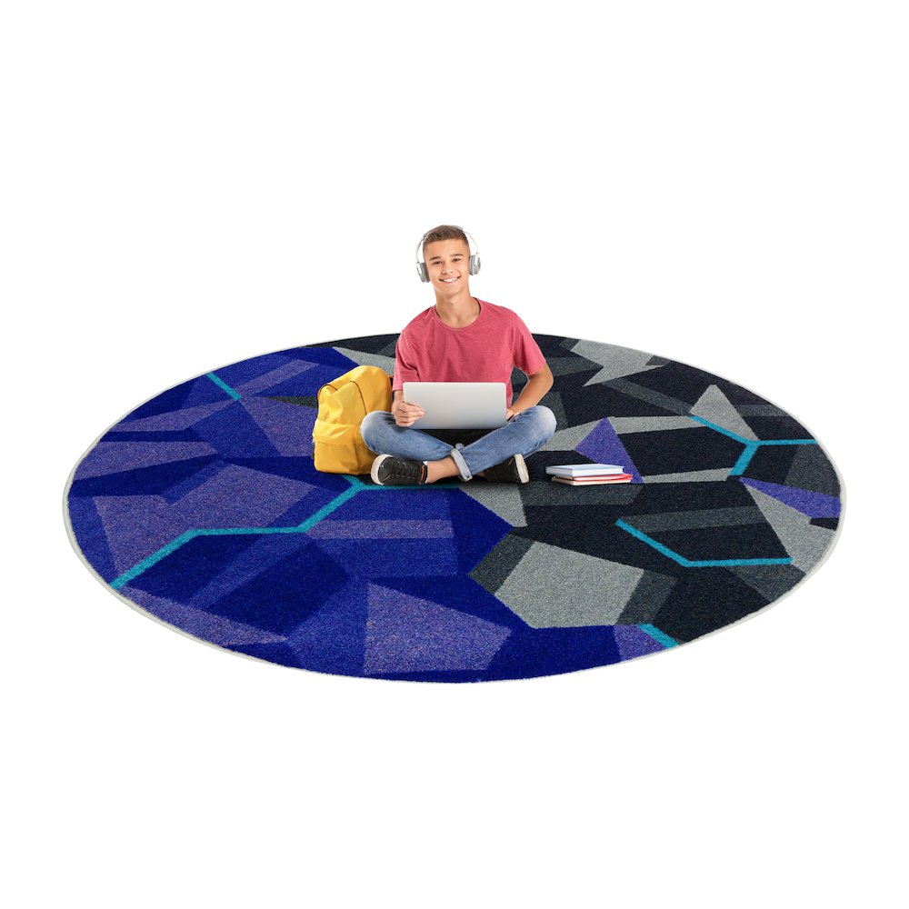 Kid Essentials Stealth 5'4" Round Area Rug in Color Violet. Picture 3
