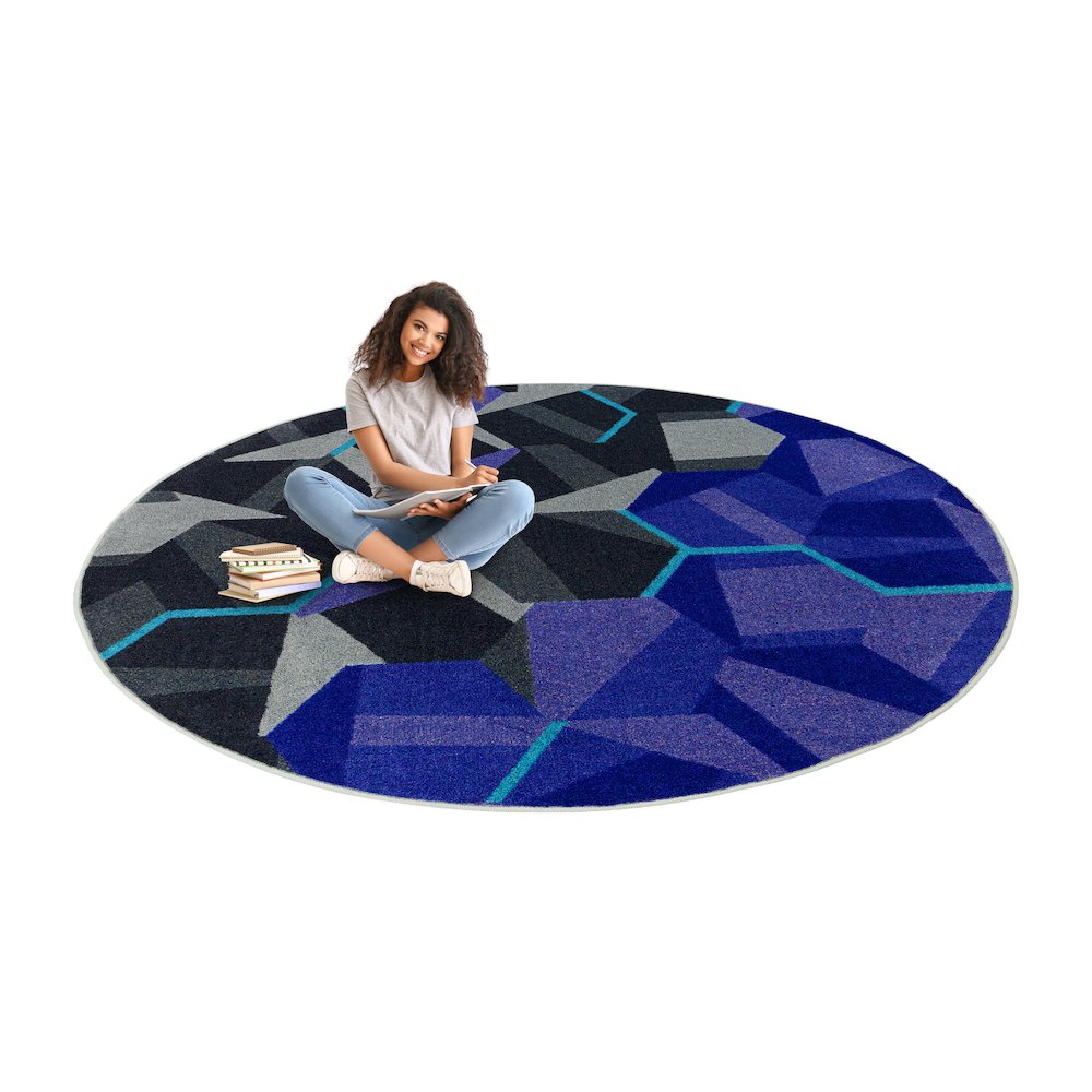 Kid Essentials Stealth 5'4" Round Area Rug in Color Violet. Picture 4