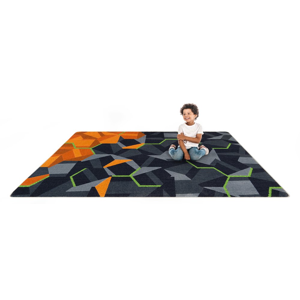 Kid Essentials Stealth 5'4" x 7'8" Area Rug in Color Tangerine. Picture 6