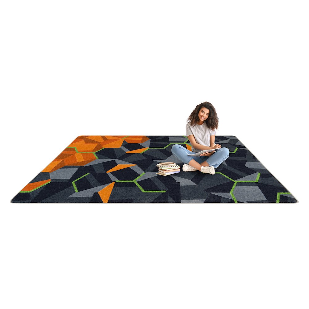 Kid Essentials Stealth 5'4" x 7'8" Area Rug in Color Tangerine. Picture 5