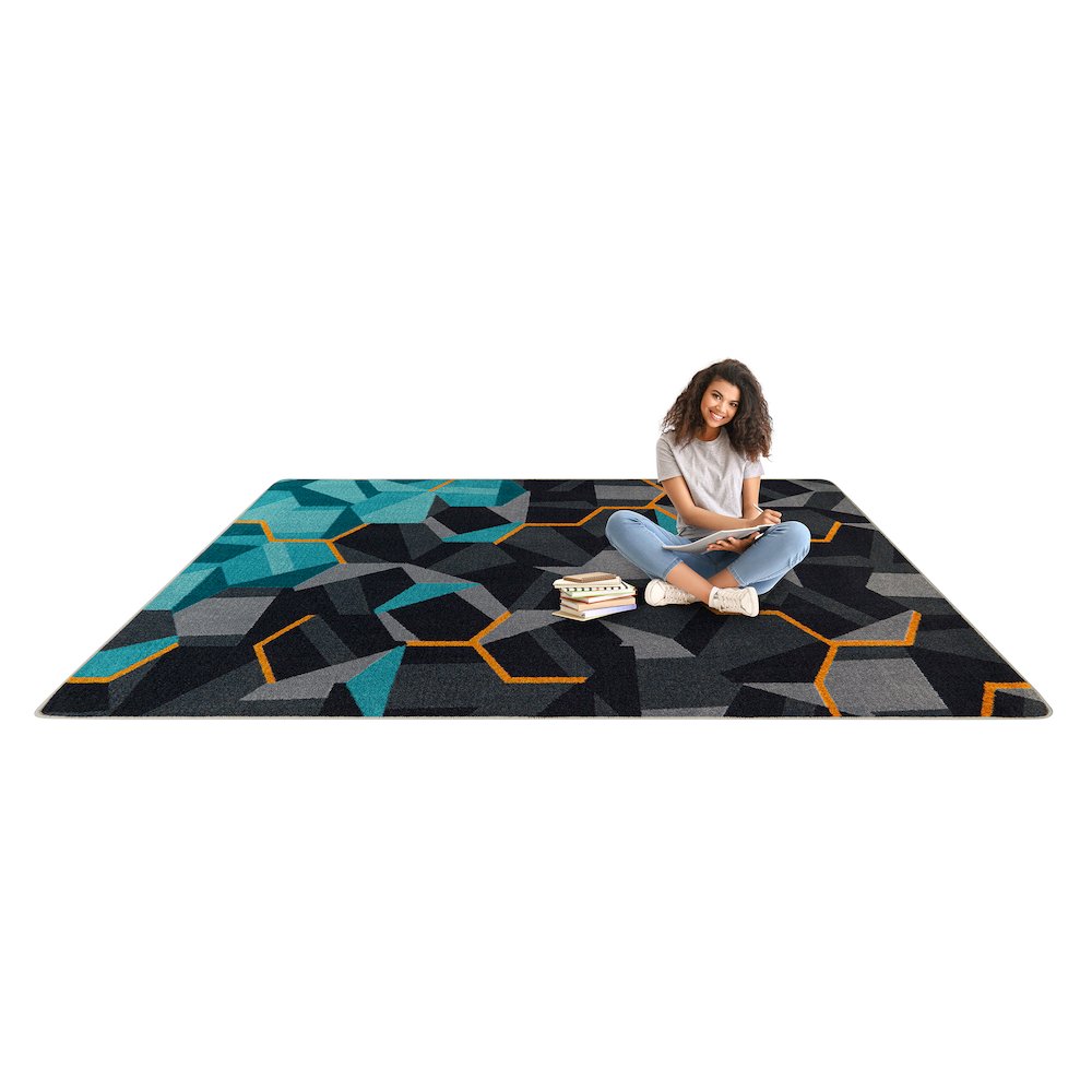 Kid Essentials Stealth 5'4" x 7'8" Area Rug in Color Teal. Picture 4