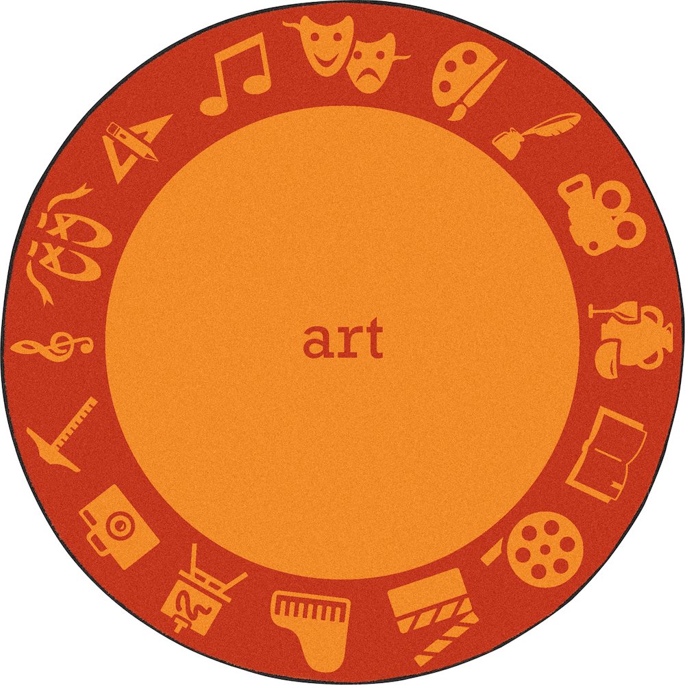 Kid Essentials STEAM 7'7" Round Area Rug in Color Art. Picture 1