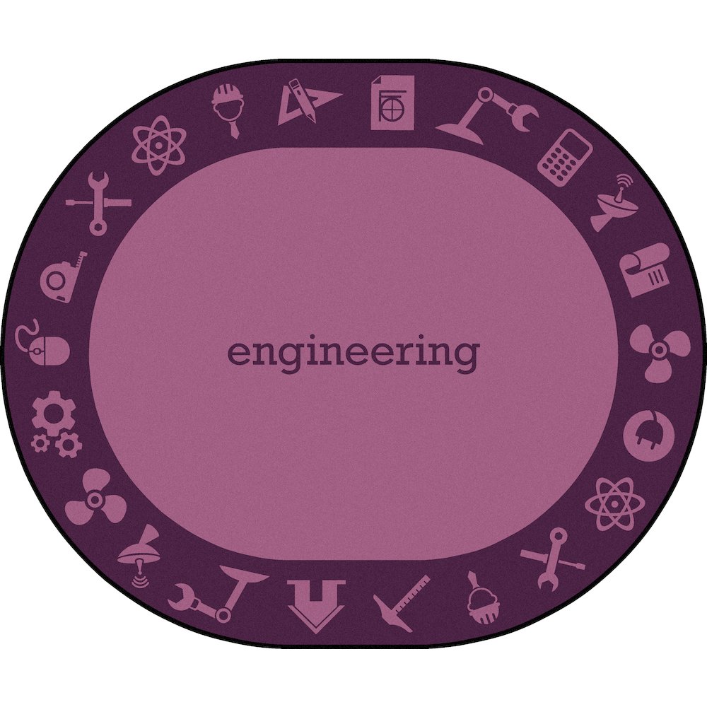 Kid Essentials STEAM 10'9" x 13'2" Oval Area Rug in Color Engineering. Picture 1