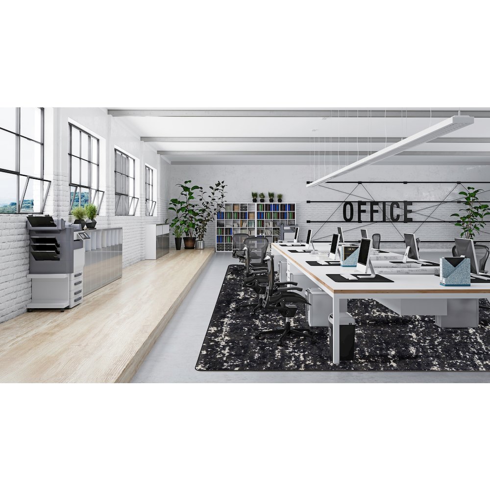 WorkSpace Stretched Thin 3'10" x 5'4" Area Rug in Color Onyx. Picture 3