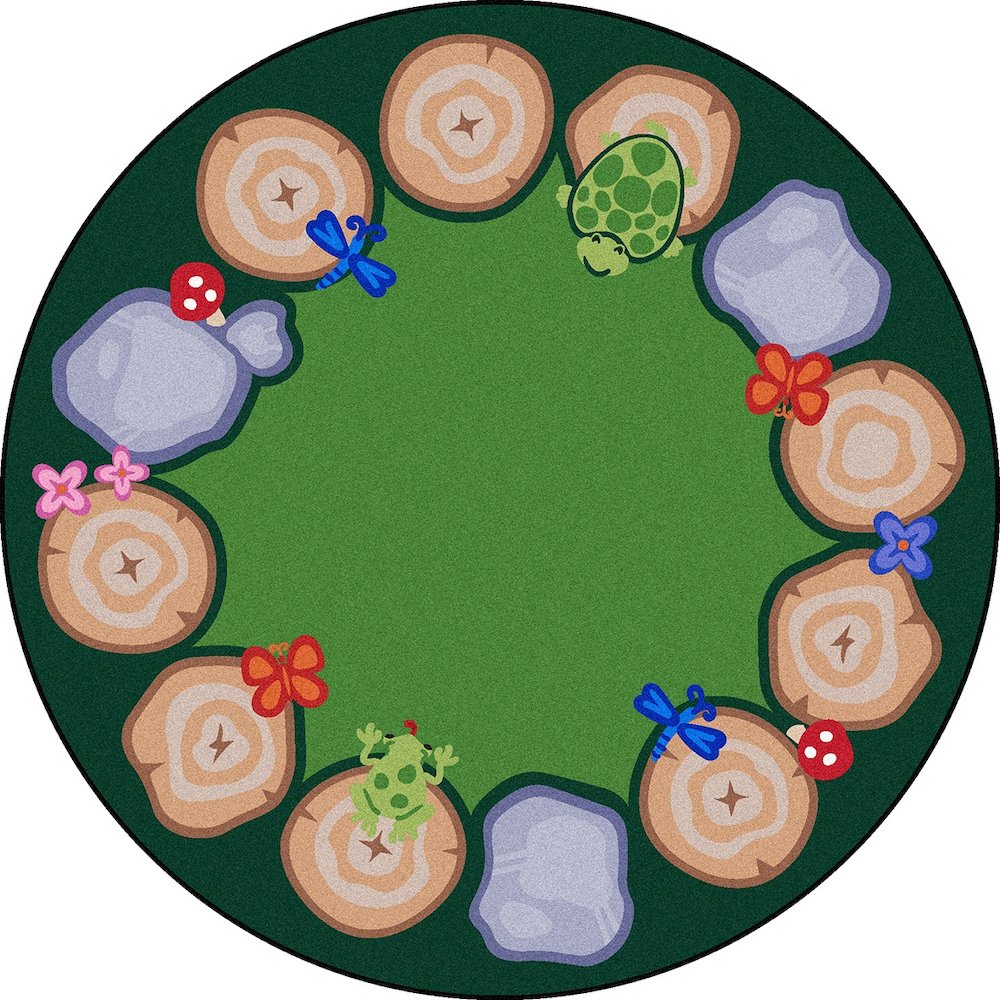 Kid Essentials Stumped 7'7" Round Area Rug in Color Multi. Picture 1
