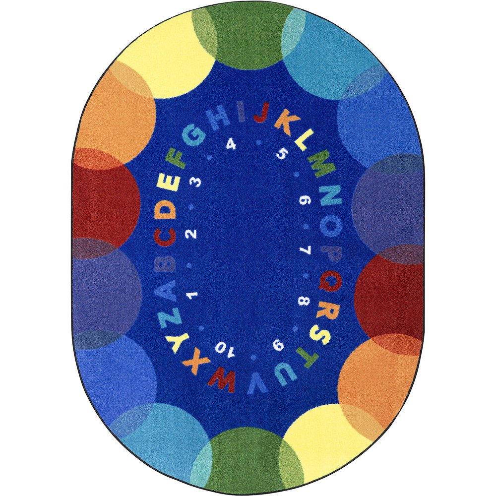 Take A Seat 5'4" x 7'8" Oval Area Rug in Color Multi. Picture 1