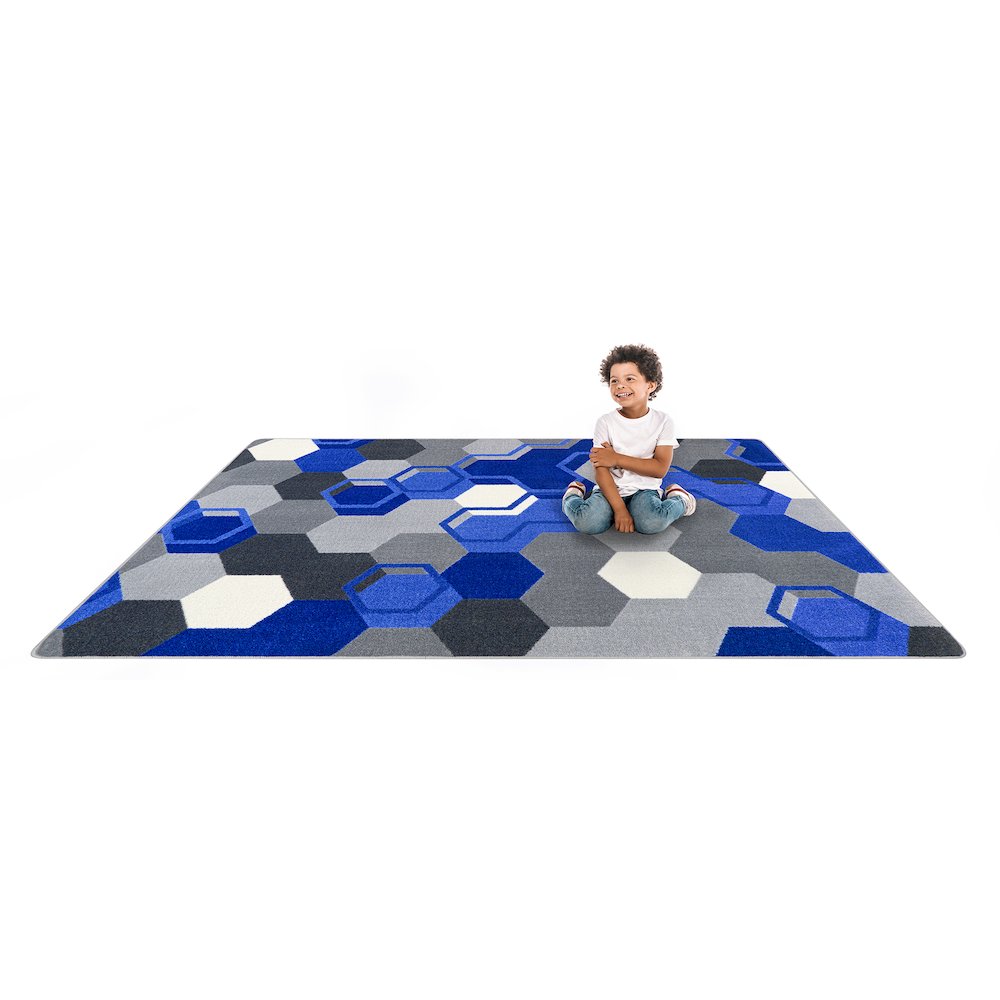Kid Essentials Team Up 5'4" x 7'8" Area Rug in Color Blue. Picture 5