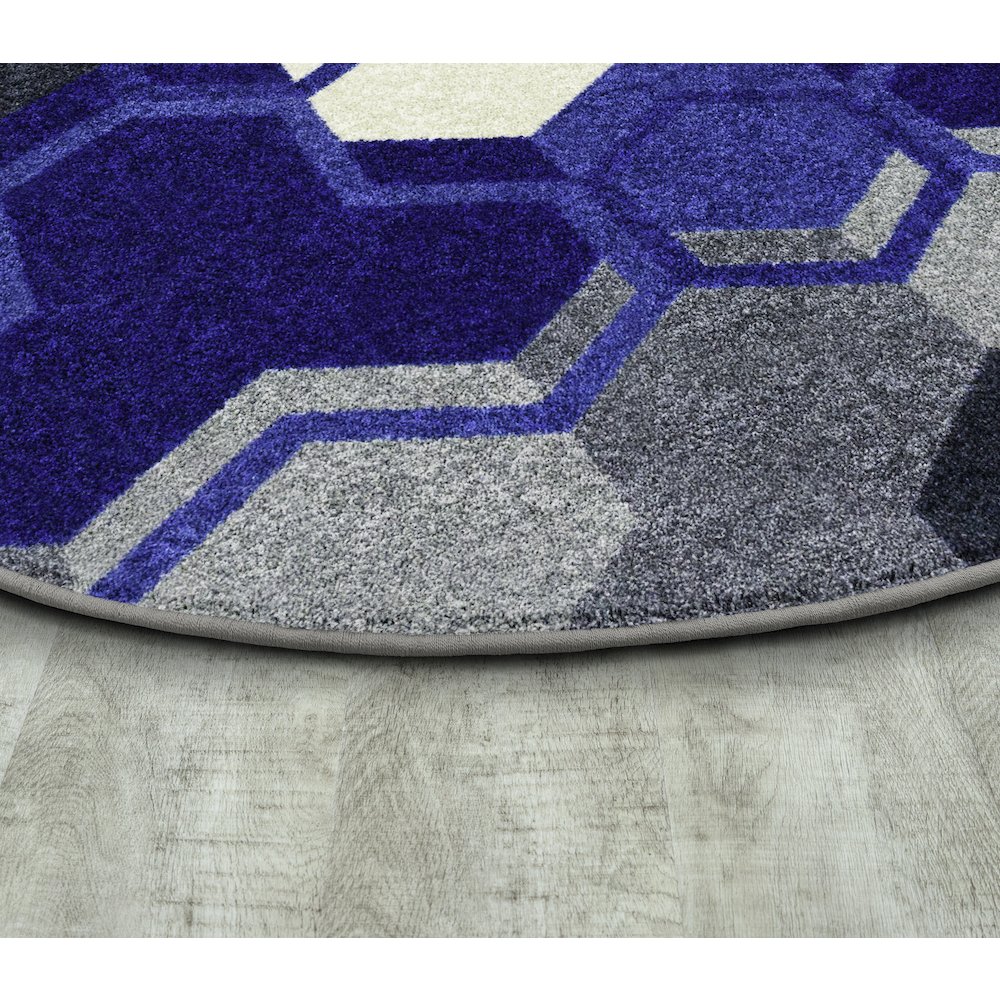 Kid Essentials Team Up 5'4" Round Area Rug in Color Blue. Picture 2