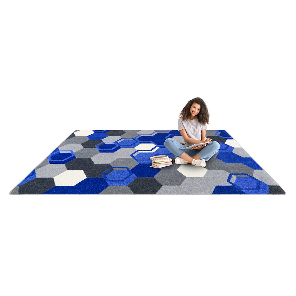 Kid Essentials Team Up 5'4" x 7'8" Area Rug in Color Blue. Picture 4