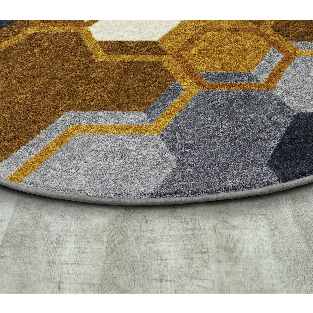 Kid Essentials Team Up 5'4" Round Area Rug in Color Orange. Picture 2