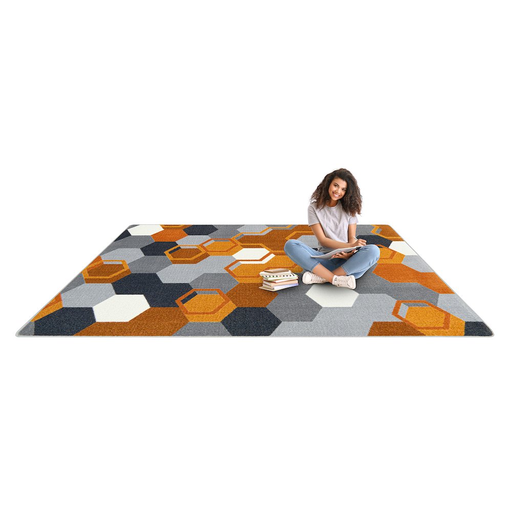 Kid Essentials Team Up 5'4" x 7'8" Area Rug in Color Orange. Picture 4