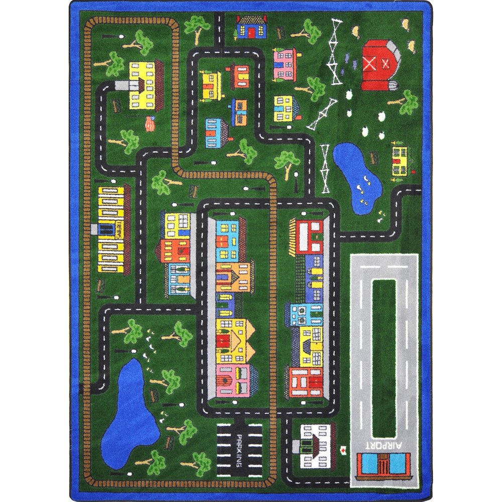 Kid Essentials Tiny Town 5'4" x 7'8" Area Rug in Color Multi. Picture 1
