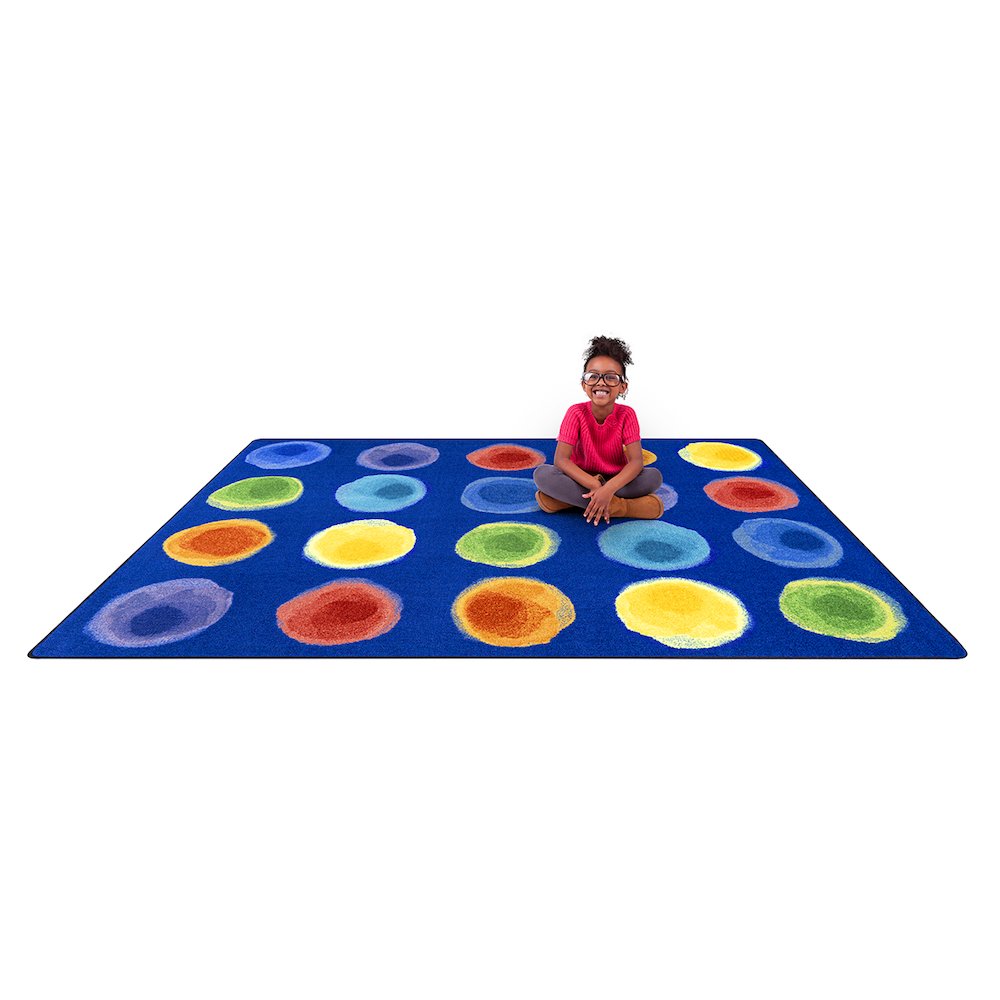 Kid Essentials Watercolor Spots 5'4" x 7'8" Area Rug in Color Rainbow. Picture 5