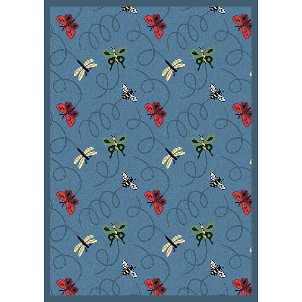 Kaleidoscope Wing Dings 3'10" x 5'4" Area Rug in Color Blue. Picture 1