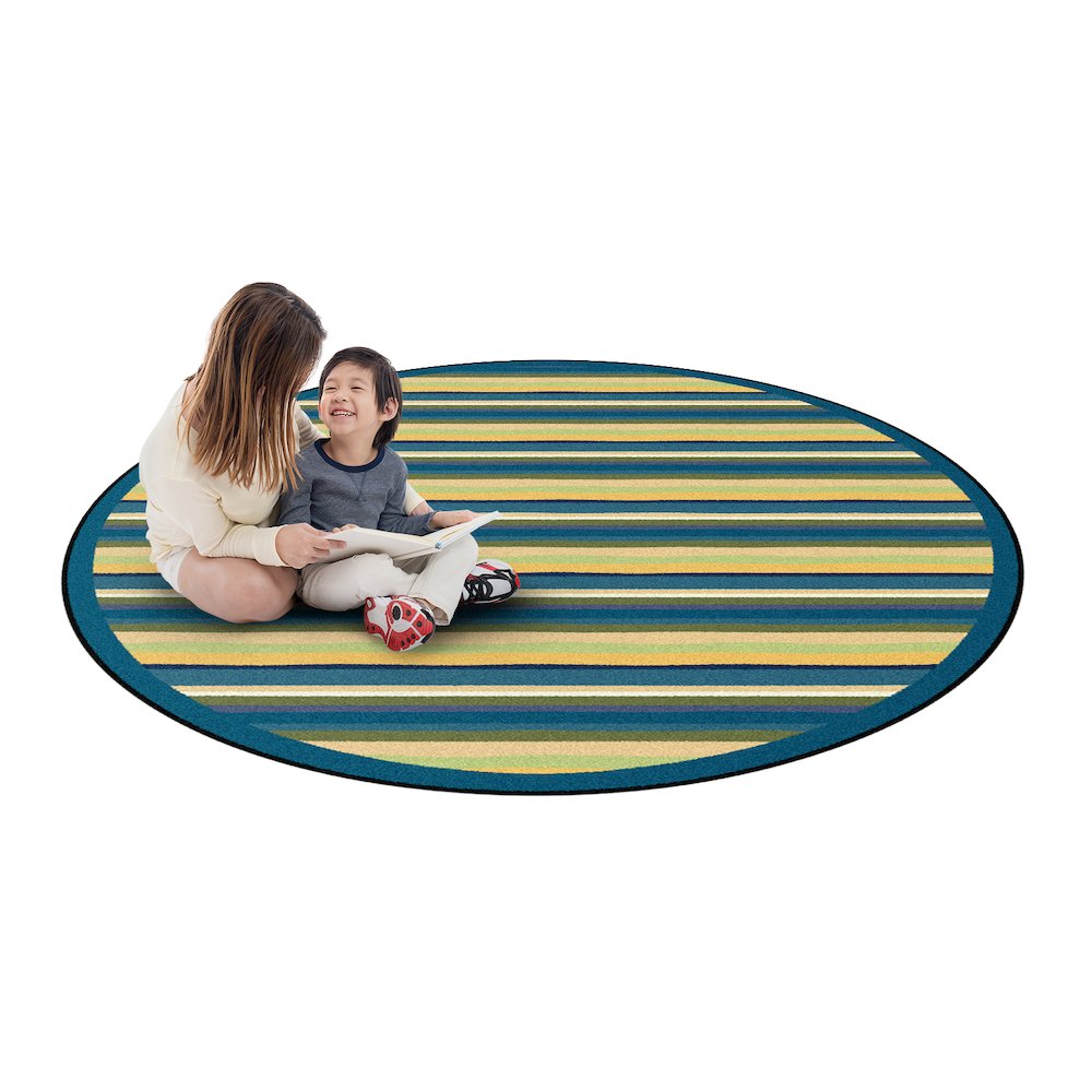 Kid Essentials Yipes Stripes 7'7" Round Area Rug in Color Bold. Picture 2
