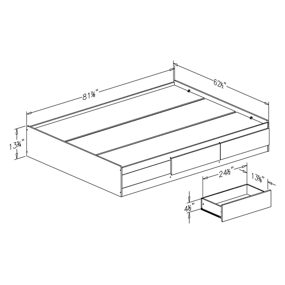 South Shore Vito Queen Mates Bed (60''), Pure White. Picture 2