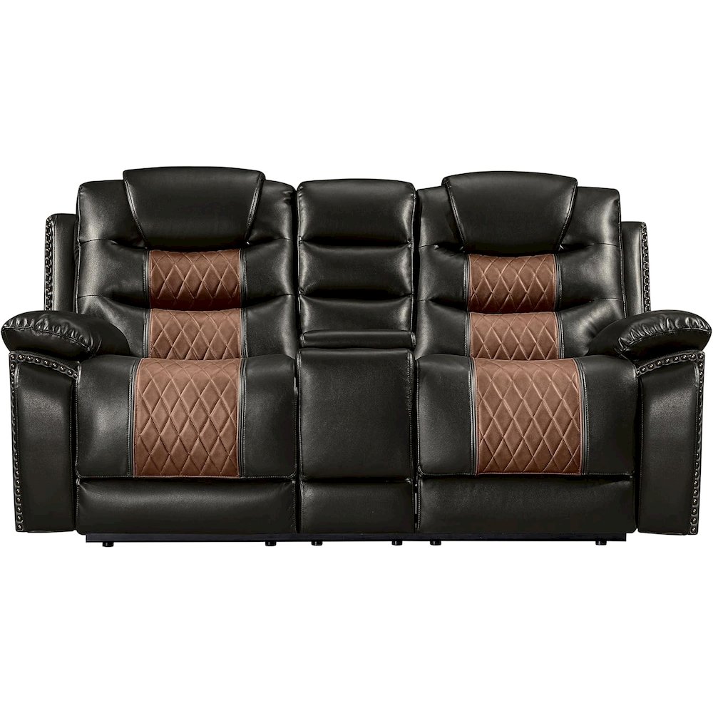 Nikko 2-Piece Faux Leather Manual Living Room Set, Brown. Picture 6