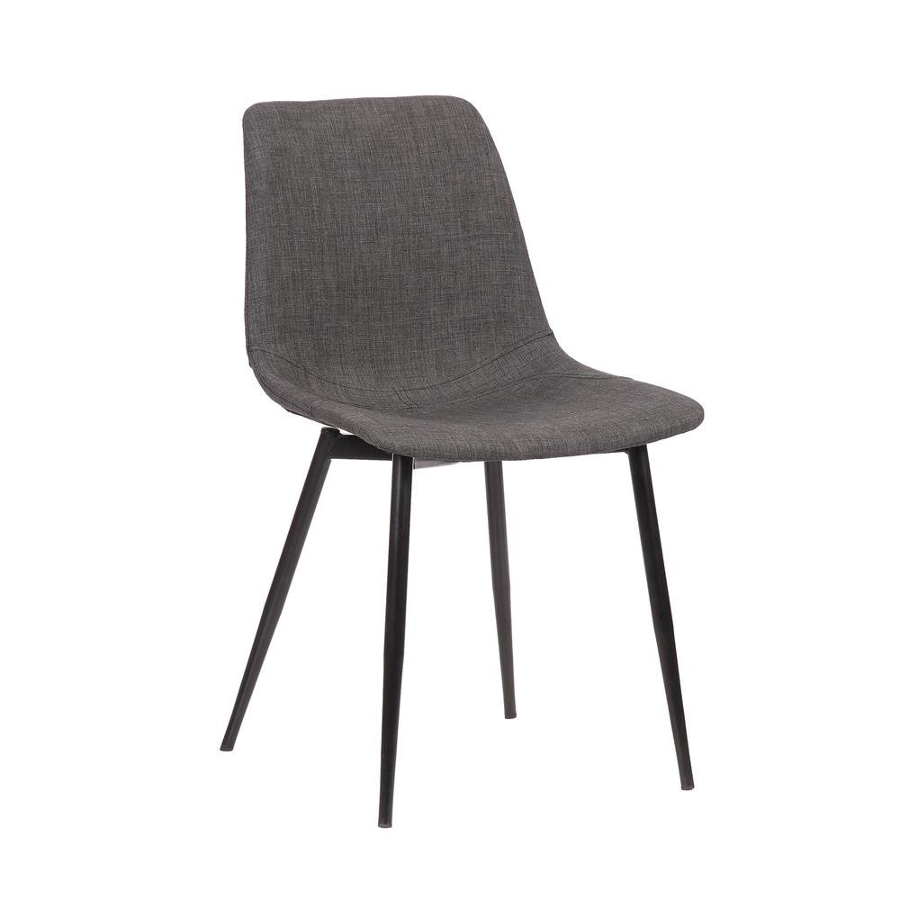 Monte Dining Chair in Charcoal Fabric with Black Metal Legs Set Of 2. Picture 2