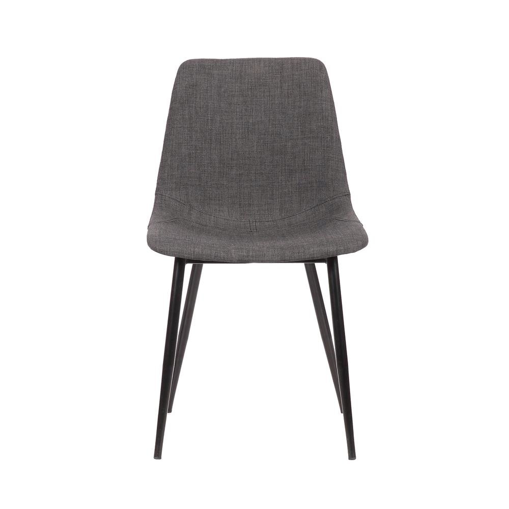 Monte Dining Chair in Charcoal Fabric with Black Metal Legs Set Of 2. Picture 3