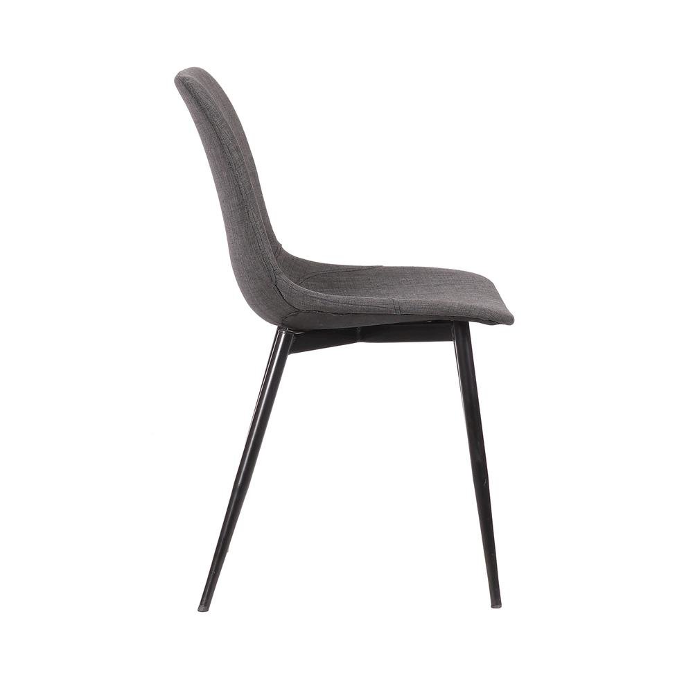 Monte Dining Chair in Charcoal Fabric with Black Metal Legs Set Of 2. Picture 4