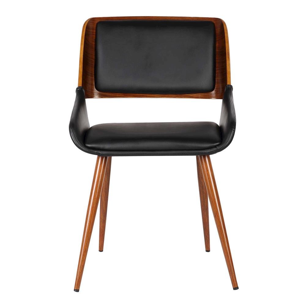 Panda Mid-Century Dining Chair in Walnut Finish and Black Faux Leather Set Of 2. Picture 3