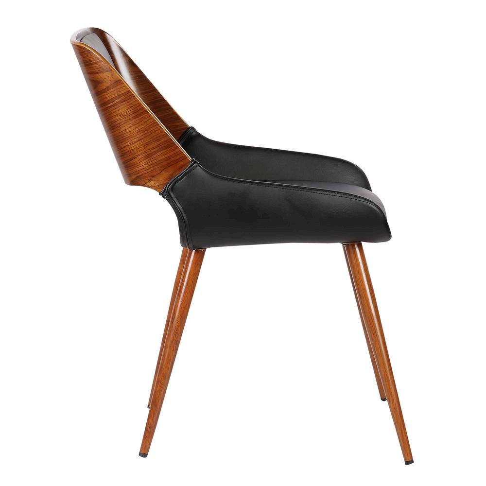 Panda Mid-Century Dining Chair in Walnut Finish and Black Faux Leather Set Of 2. Picture 4