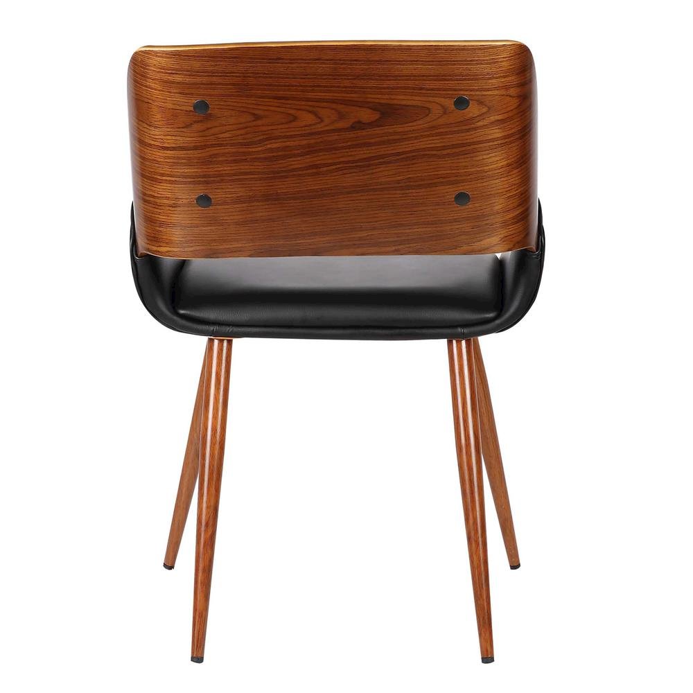 Panda Mid-Century Dining Chair in Walnut Finish and Black Faux Leather Set Of 2. Picture 5