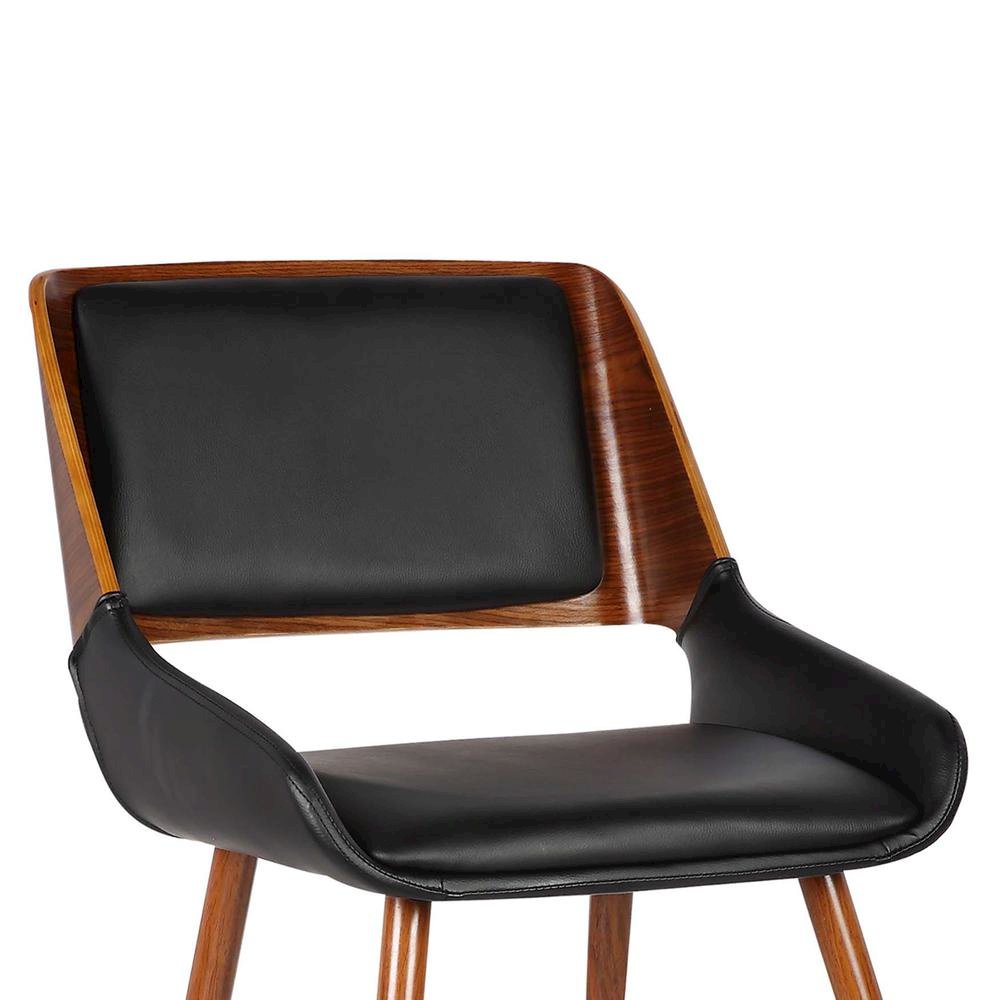 Panda Mid-Century Dining Chair in Walnut Finish and Black Faux Leather Set Of 2. Picture 6